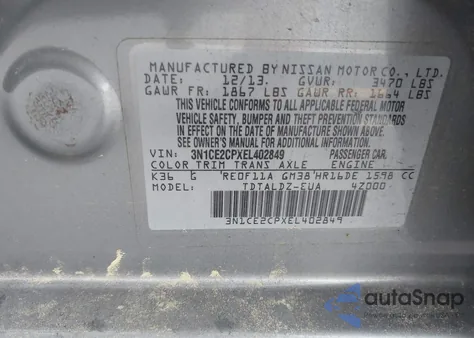 2014 Nissan Versa Note Sv from USA, damaged, VIN 3N1CE2CPXEL402849